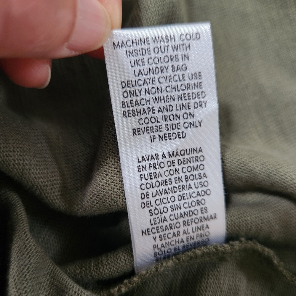 Democracy Cinched Sleeve Cotton V-Neck Top -GREEN -SMALL **NEW - Picture 10 of 13